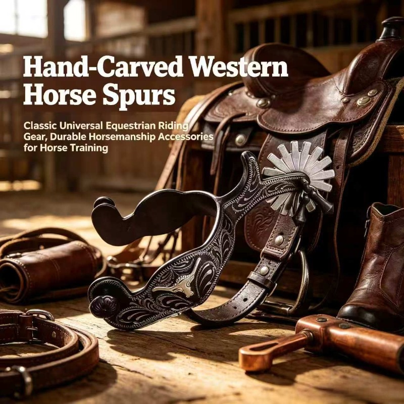 Riding Gear - สเปอร์ม้าแบบตะวันตกที่แกะสลักด้วยมือ อุปกรณ์ขี่ม้าแบบคลาสสิกที่ใช้ได้กับม้าทุกสายพันธุ์ อุปกรณ์เสริมสำหรับการฝึกม้าที่ทนทาน
