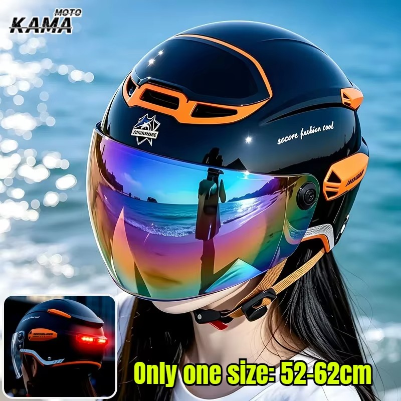 Dual Visor Motorcycle Racing Helmet - หมวกกันน็อคมอเตอร์ไซค์วินเทจแบบปรับได้ พร้อมแผ่นบังแดดสองชั้น ระบายอากาศได้ดี เหมาะสำหรับขับขี่ออฟโรดและสกู๊ตเตอร์ไฟฟ้า
