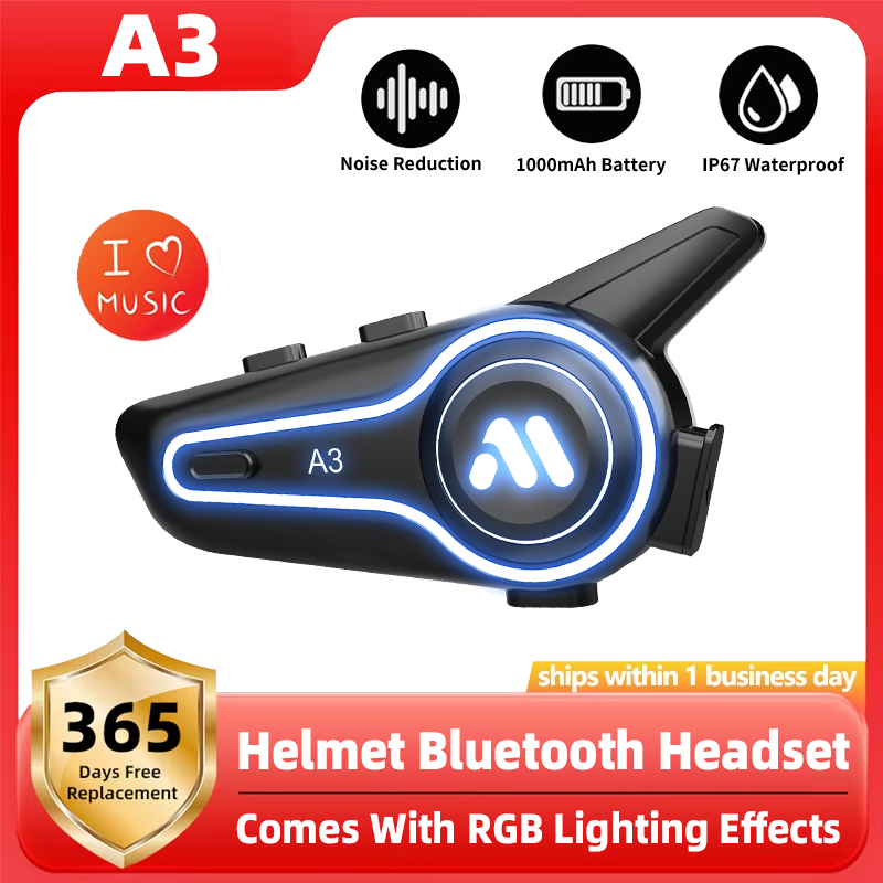 Full Face Motorcycle Helmet With Bluetooth - ชุดหูฟังบลูทูธสำหรับหมวกกันน็อคมอเตอร์ไซค์รุ่นใหม่ A3 ลดเสียงรบกวน กันน้ำ ไร้สาย 5.4