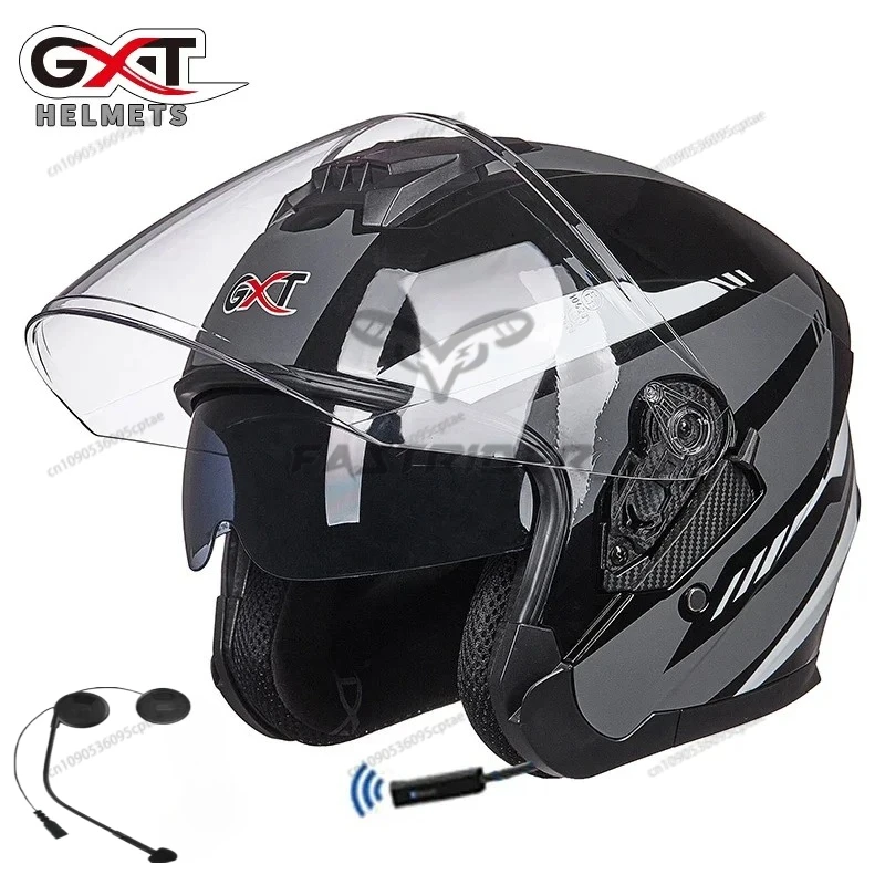 Full Face Motorcycle Helmet With Bluetooth - GXT ชุดหูฟังติดหมวกกันน็อครถจักรยานยนต์ลําโพงไร้สายบลูทูธเปิดหน้า Moto Casco MotoBike Double