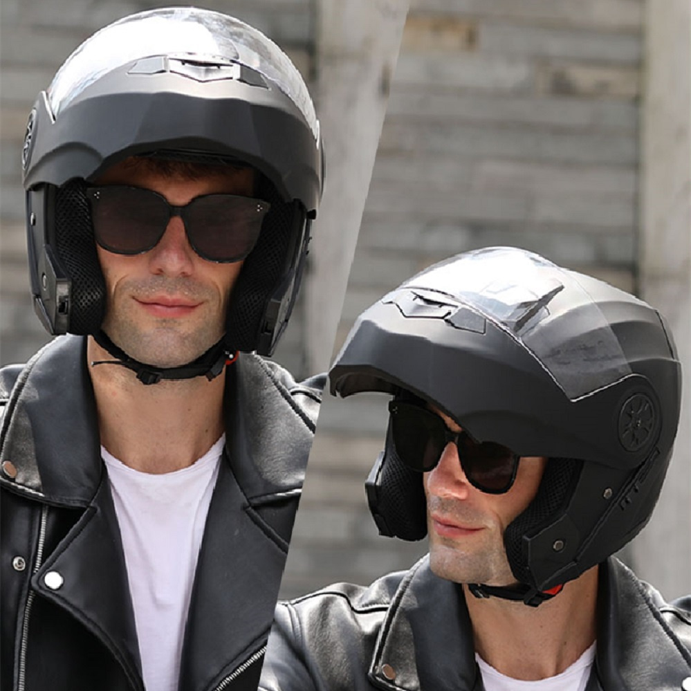หมวกกันน็อคมอเตอร์ไซค์เลนส์คู่ - Full Face Motorcycle Helmet With Bluetooth บทวิจารณ์และราคา