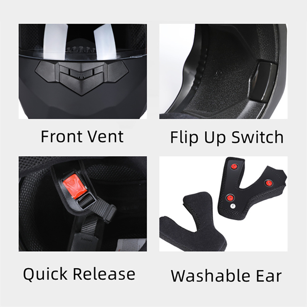 หมวกกันน็อคมอเตอร์ไซค์เลนส์คู่ - Full Face Motorcycle Helmet With Bluetooth บทวิจารณ์และราคา
