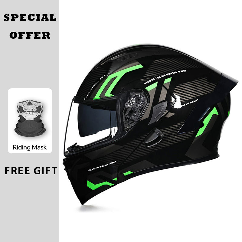 หมวกกันน็อคแบบเปิดคางสำหรับรถจ - Dual Visor Motorcycle Racing Helmet บทวิจารณ์และราคา