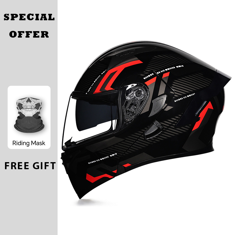 หมวกกันน็อคแบบเปิดคางสำหรับรถจ - Dual Visor Motorcycle Racing Helmet บทวิจารณ์และราคา